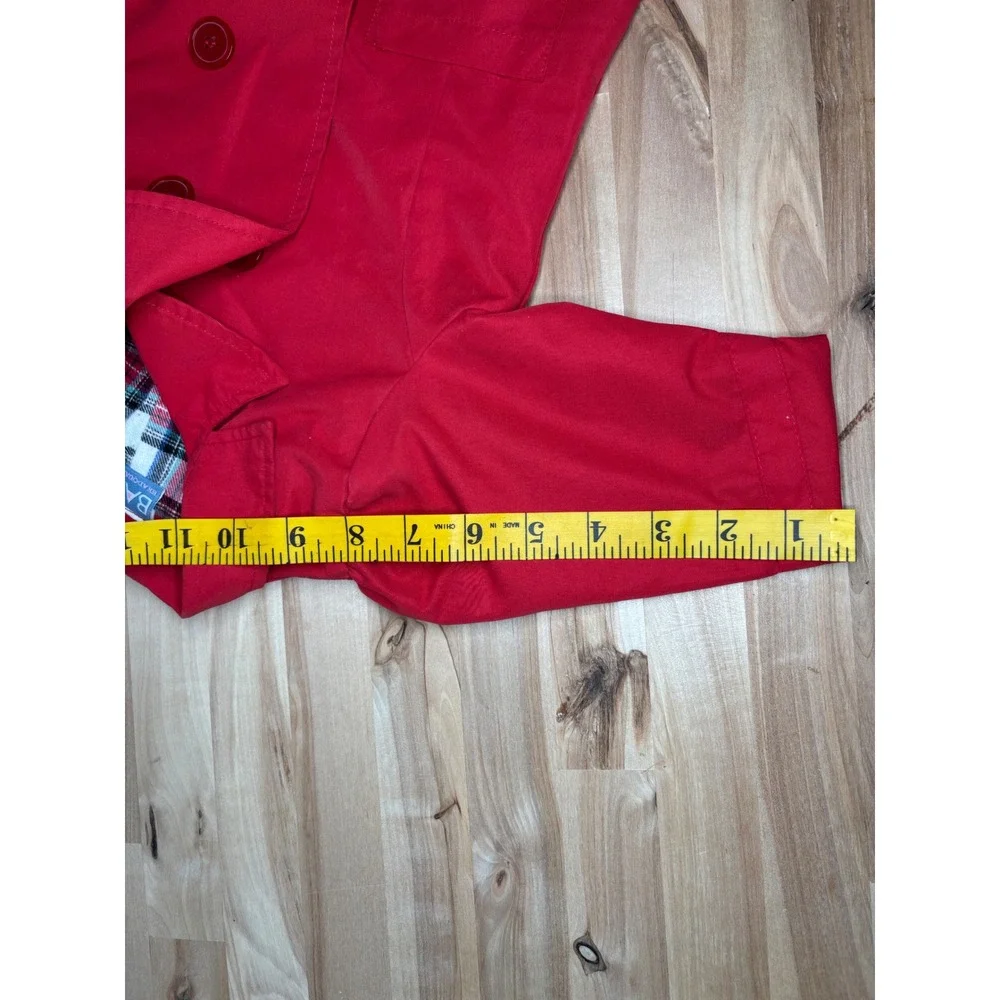 Baby Headquarters Red Double Breasted Pea Coat Plaid Lined Girls‎ 6/9 Months
